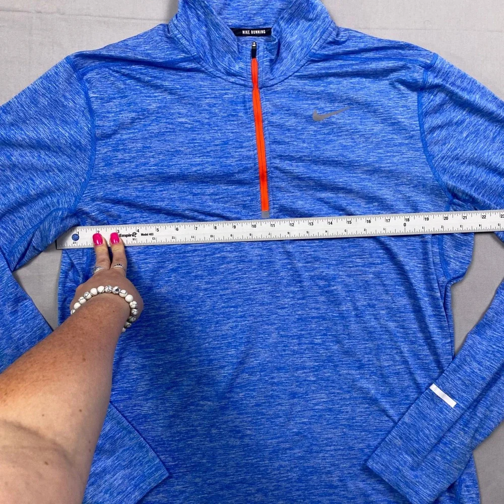 Nike Running Dri-FIT 1/4 Zip Pullover Mens Large Blue Heathered Training